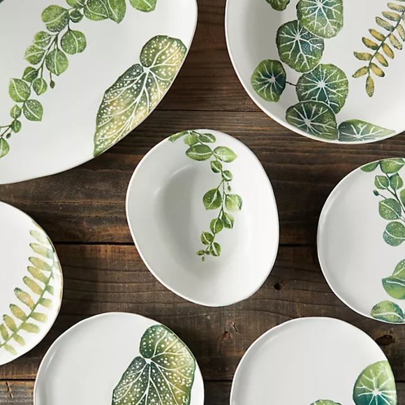 Terrain Other - Green Leaves Dessert Plates, Set of 3